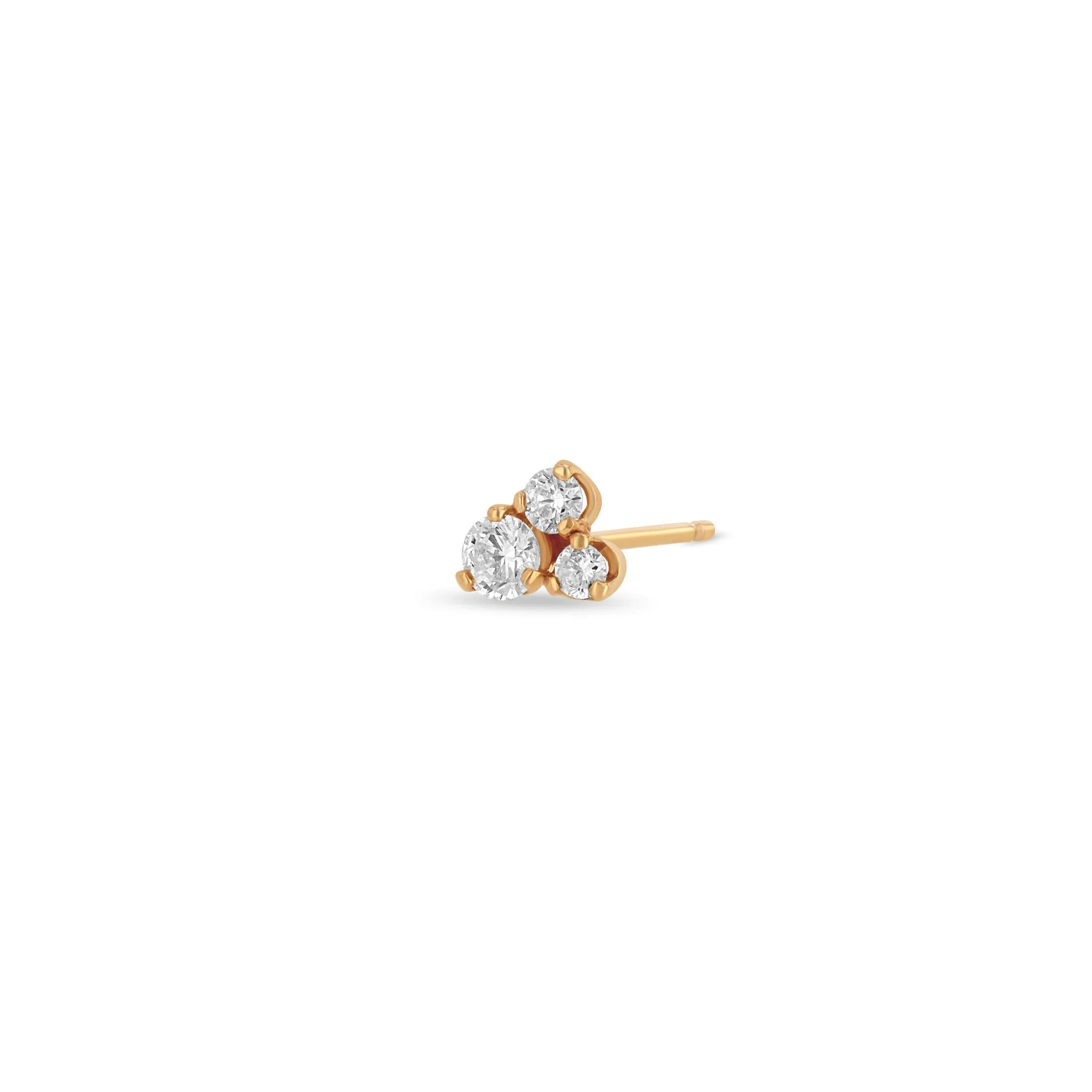 14k 3 Large Mixed Prong Diamond Cluster Stud Earrings