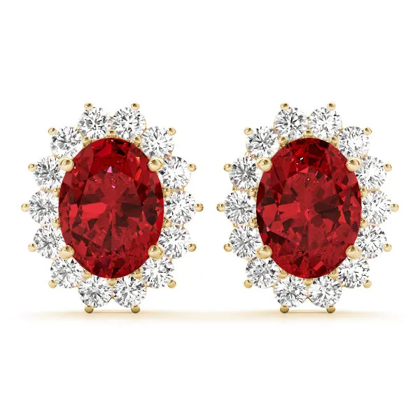 14K Gold Ruby Diamond Earring