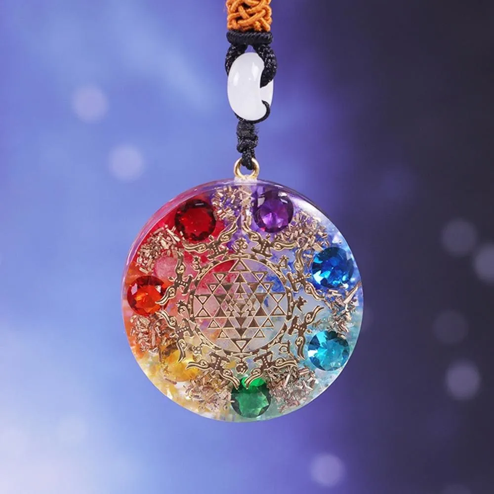 7 Chakra Zircon Pendant Orgonite Necklace Generator Balancing Positive Energy