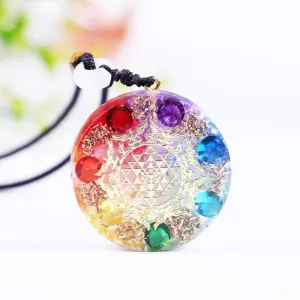 7 Chakra Zircon Pendant Orgonite Necklace Generator Balancing Positive Energy