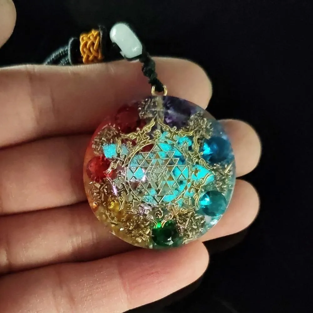 7 Chakra Zircon Pendant Orgonite Necklace Generator Balancing Positive Energy
