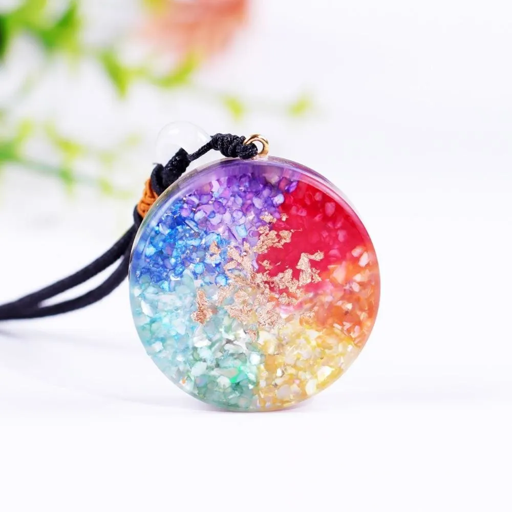 7 Chakra Zircon Pendant Orgonite Necklace Generator Balancing Positive Energy