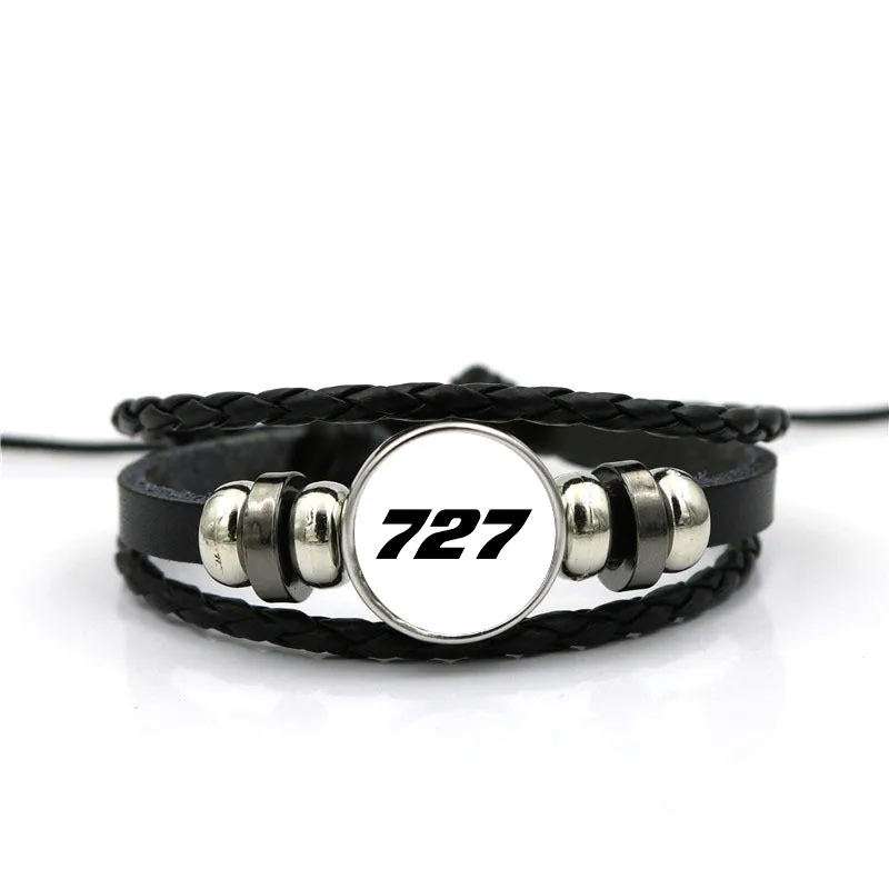 727 Flat Text Designed Leather Bracelets