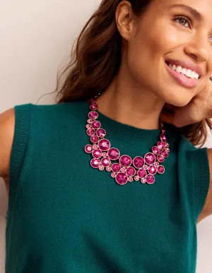 Andrea Jewel-Cluster Necklace-Hot Pink