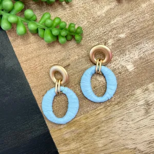 Baby Blue Raffia Wrapped Circle Earring