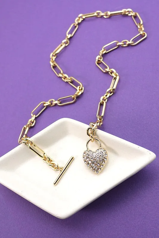 Be Still My Heart Rhinestone Necklace