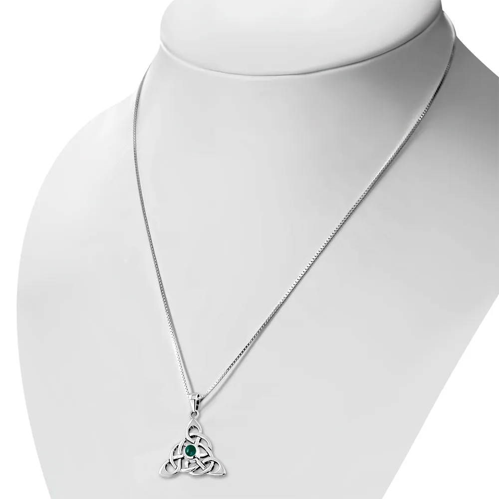 Celtic Silver Pendant set w/ Green Agate