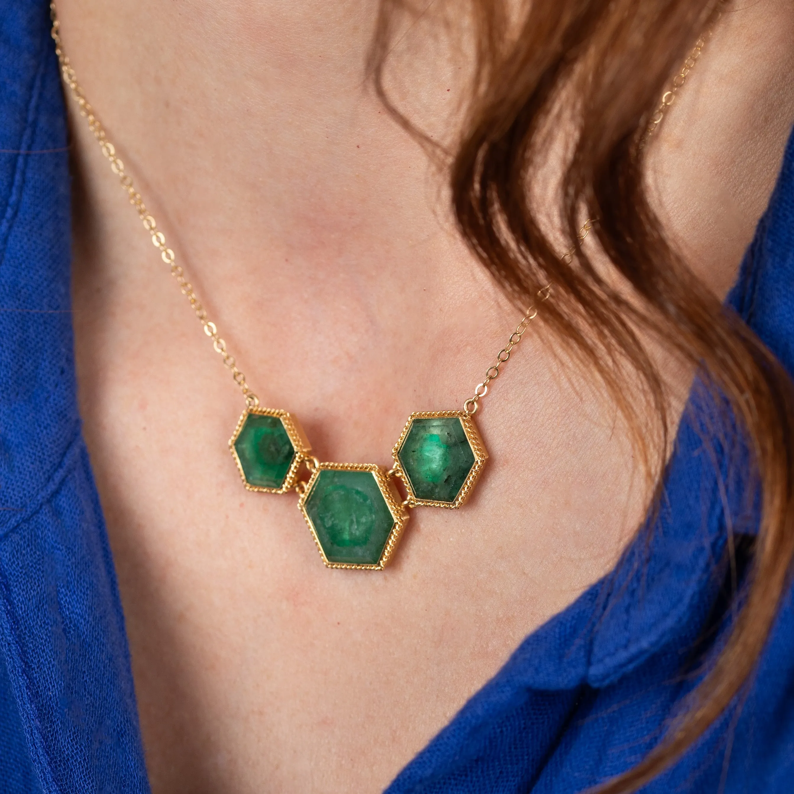 Emerald Honeycomb Necklace
