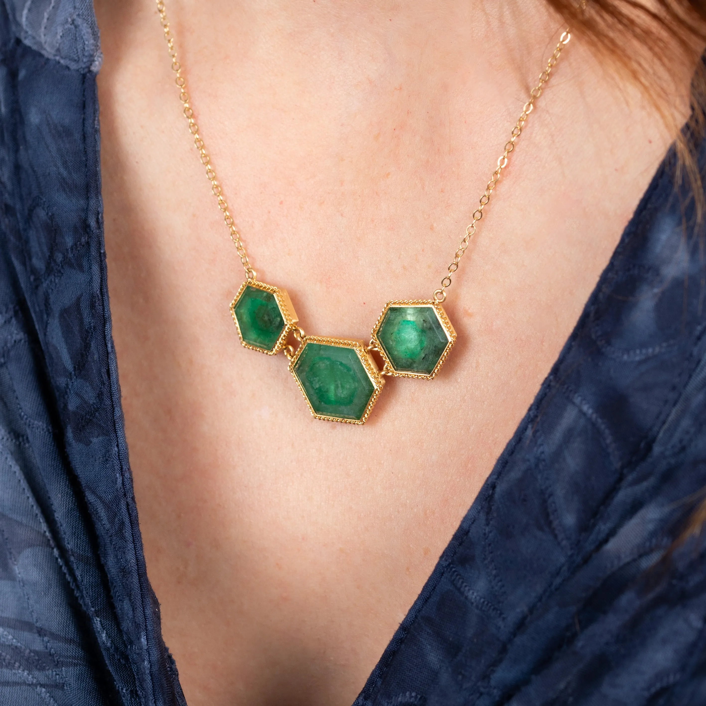 Emerald Honeycomb Necklace