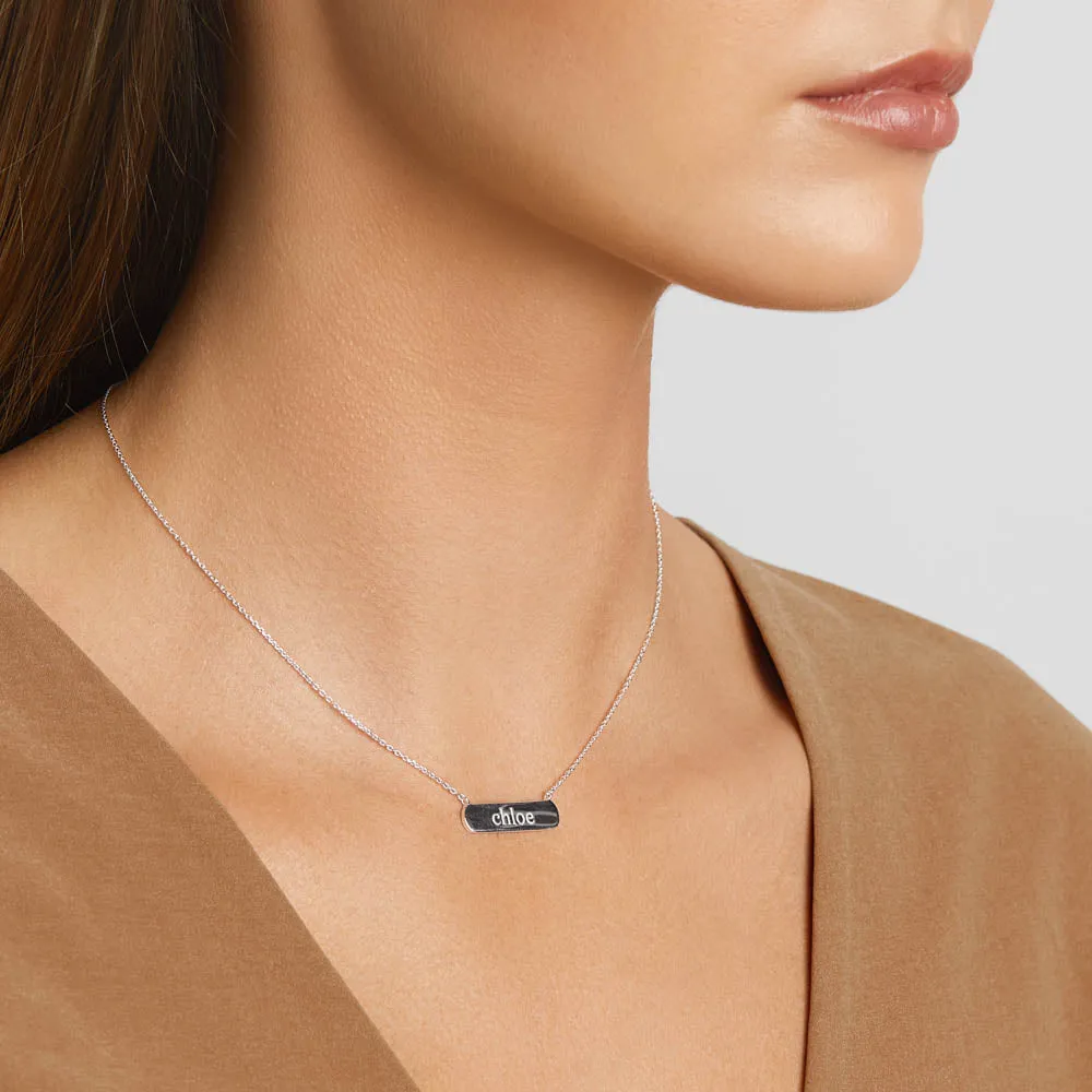 Engravable Horizontal Bar Necklace in Silver