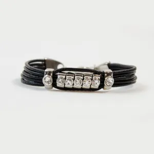 Five strand leather bracelet with diamante pieces