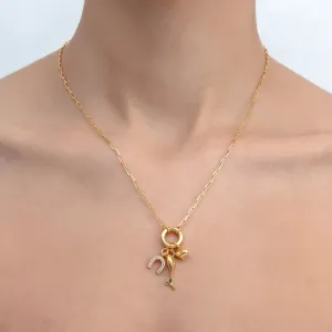 Gold Micron Plated Pendant Lucky Necklace