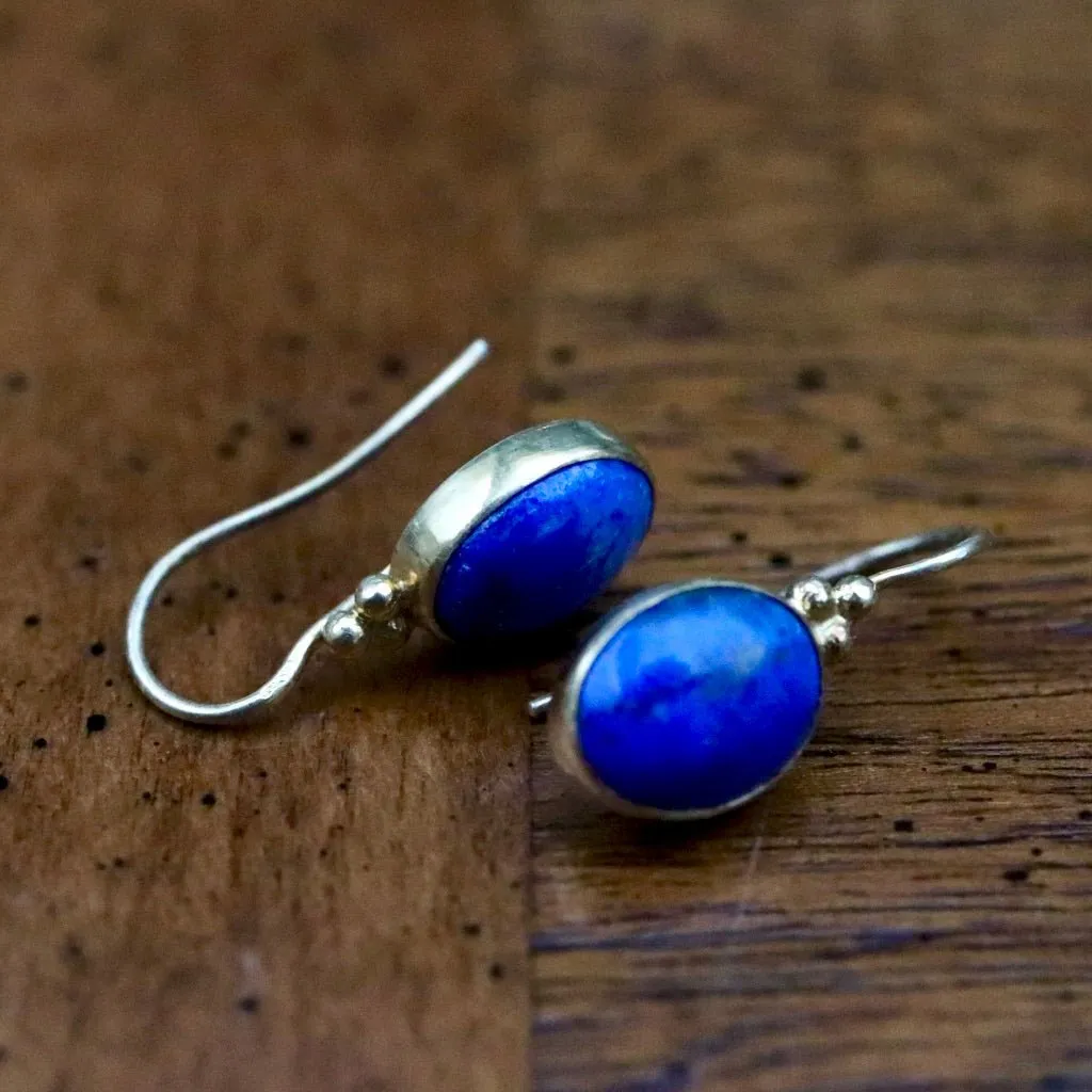 Greek Granule Lapis Earrings