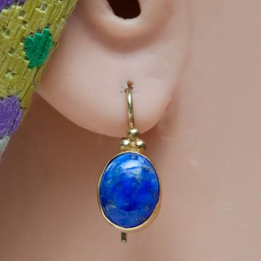 Greek Granule Lapis Earrings