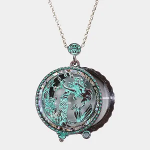 iLLASPARKZ Antique Metal Mermaid Magnifying Glass Pendant Long Necklace