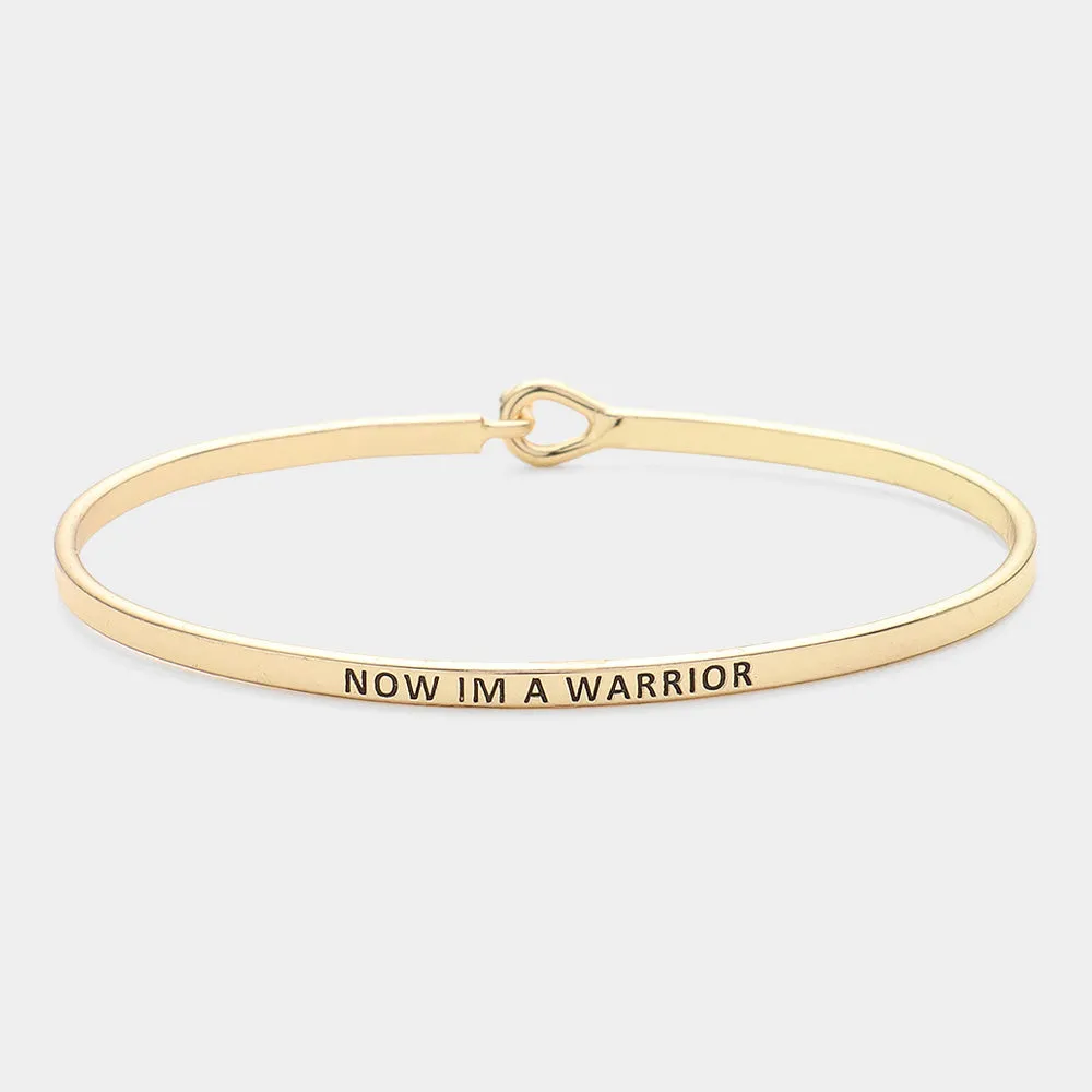 iLLASPARKZ "Now I'm a Warrior" Thin Brass Metal Hook Bracelet