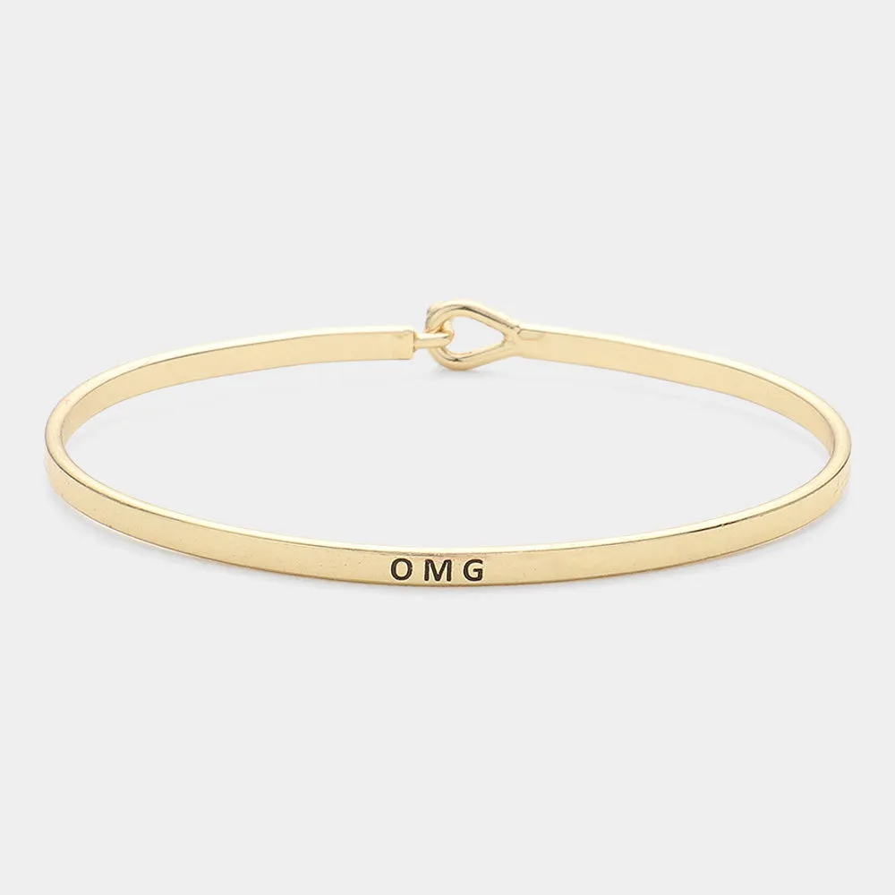 iLLASPARKZ "OMG" Thin Brass Metal Hook Bracelet