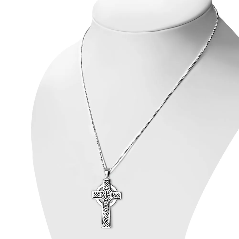 Large Celtic Cross Silver Pendant