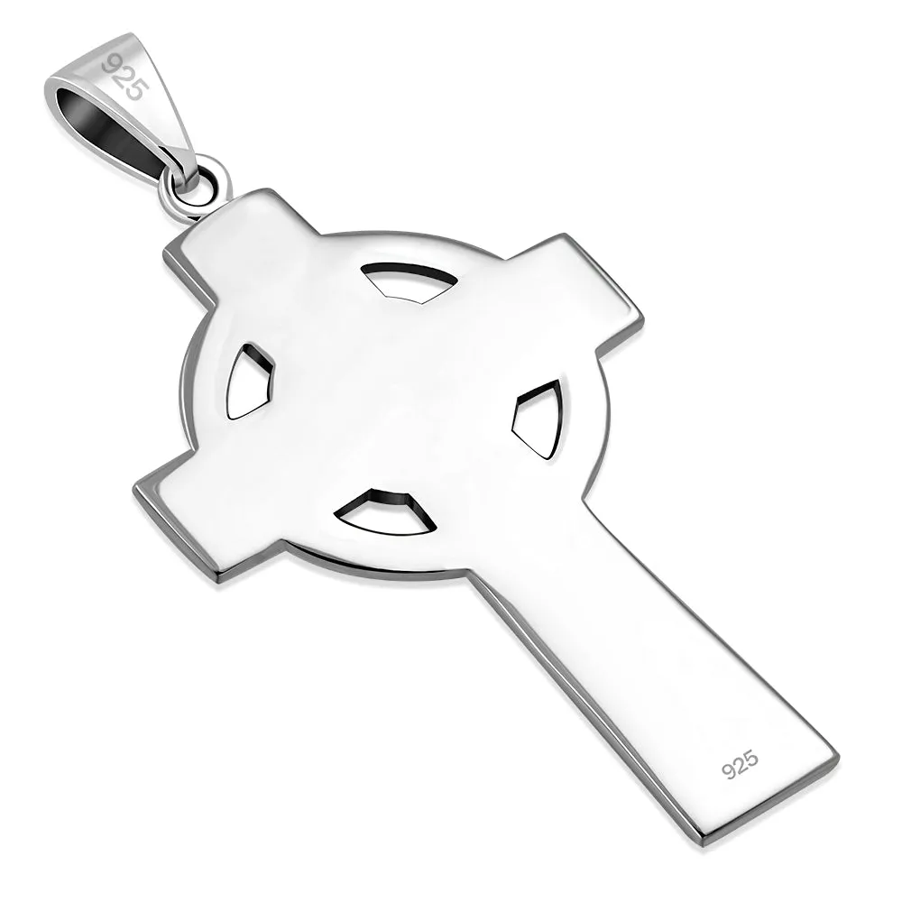 Large Celtic Cross Silver Pendant