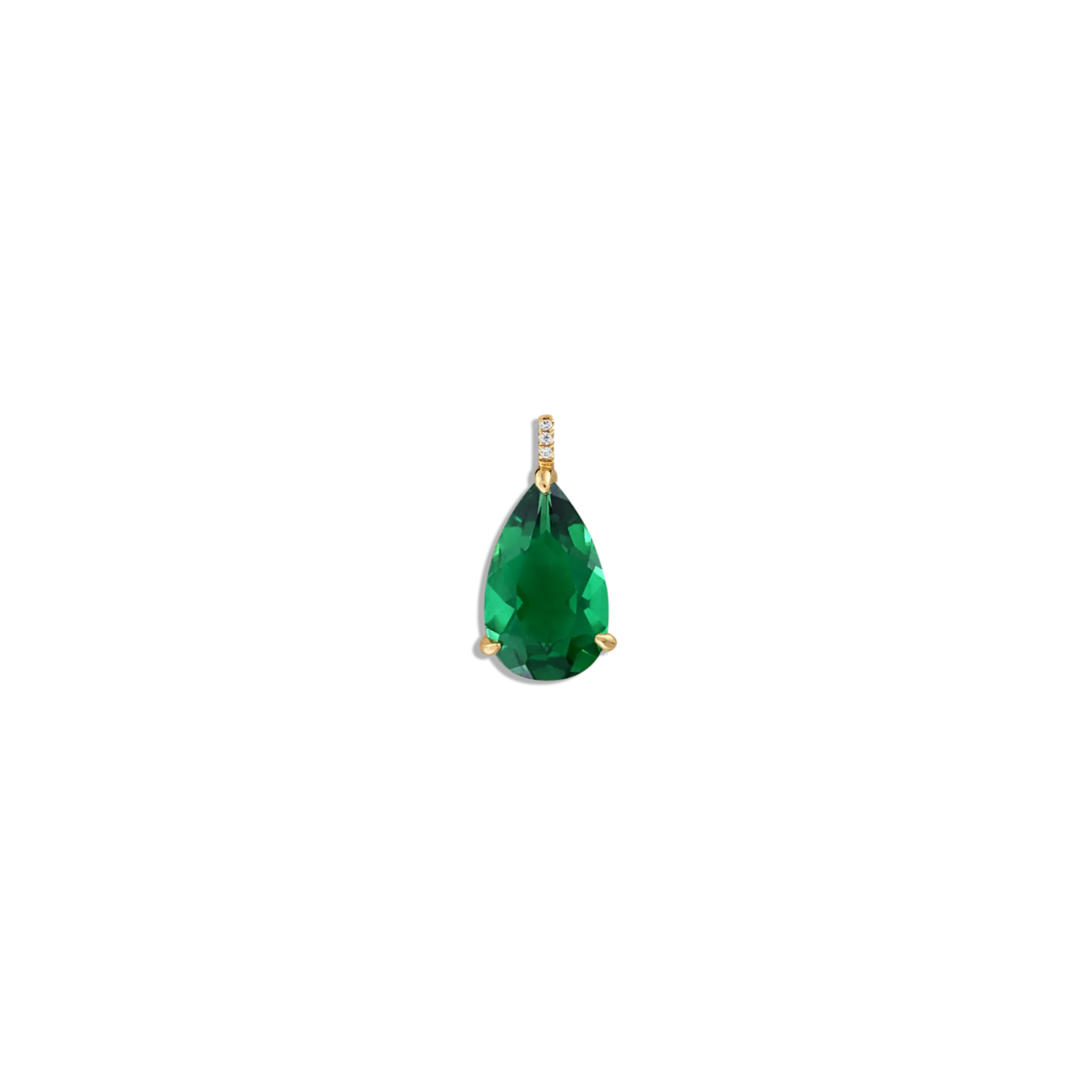 Large Pear Pendant YG Emerald