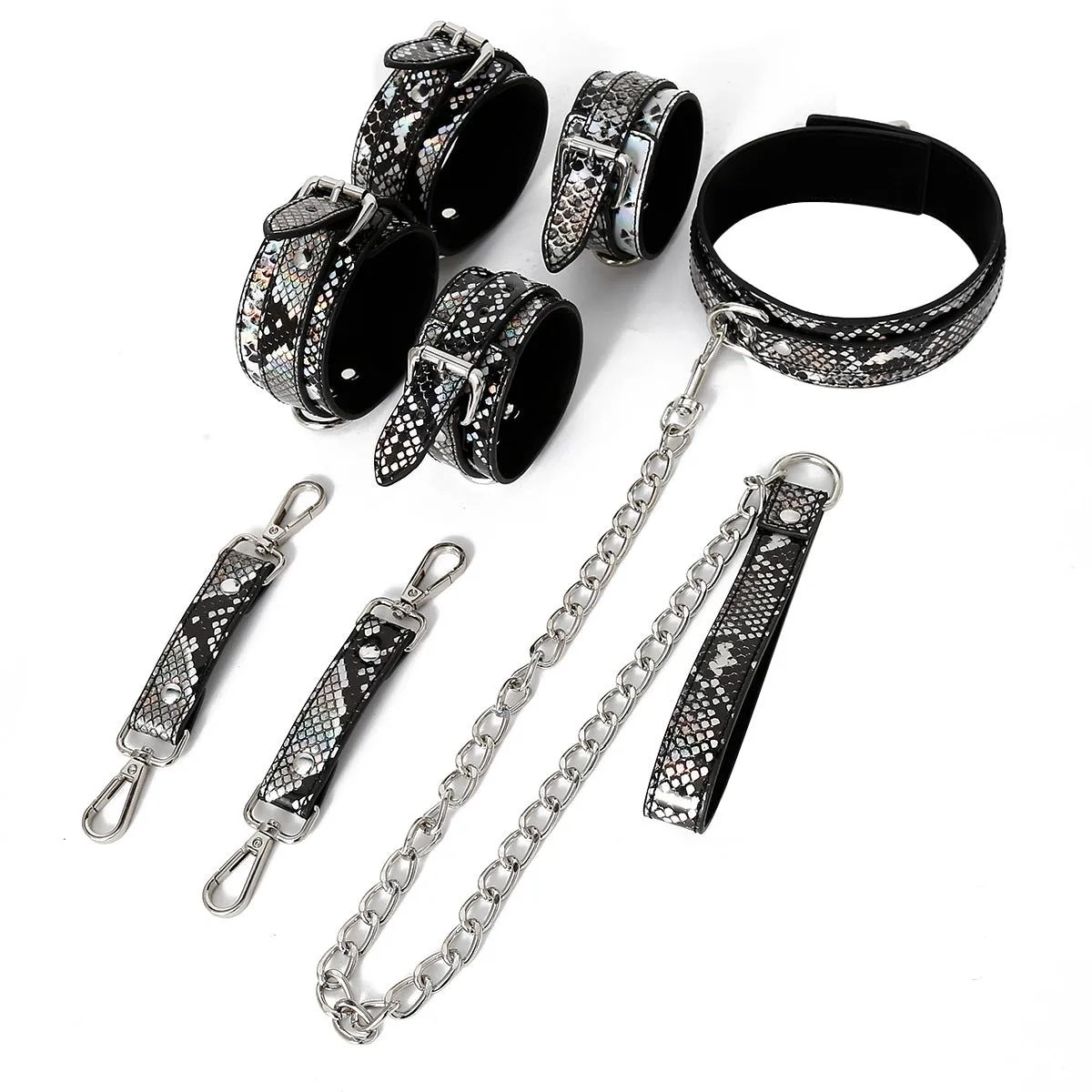 Luxurious Snake Print Leather Restraint Collection