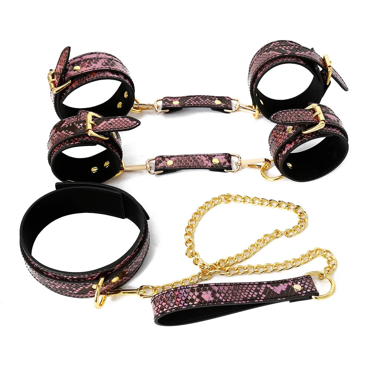 Luxurious Snake Print Leather Restraint Collection