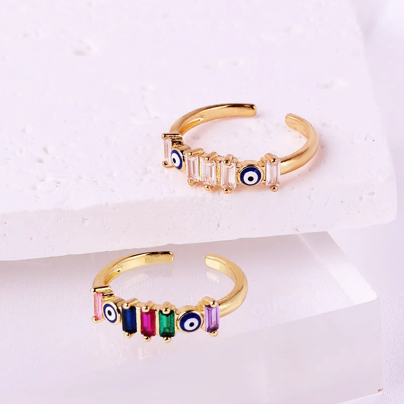 Minimalist Women Quadrilateral Round Geometric Copper Electroplating Rings