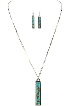 Rain Jewelry Molten Turquoise Bar Chain Necklace Set