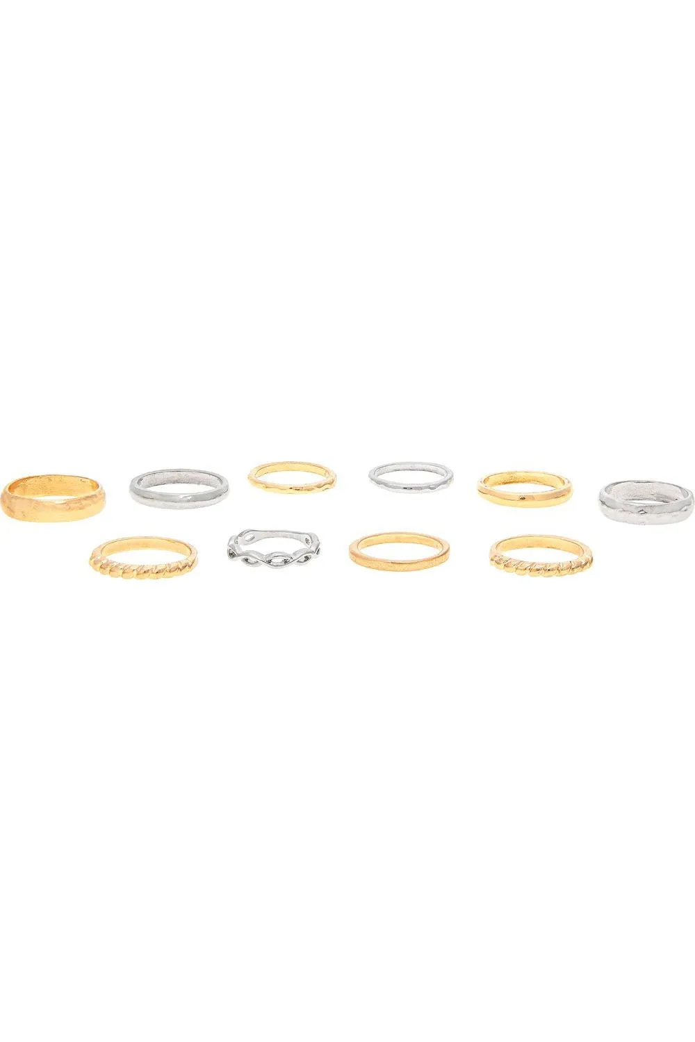 Rain Jewelry Two Tone Band Style Rings Ten Piece Ring Set