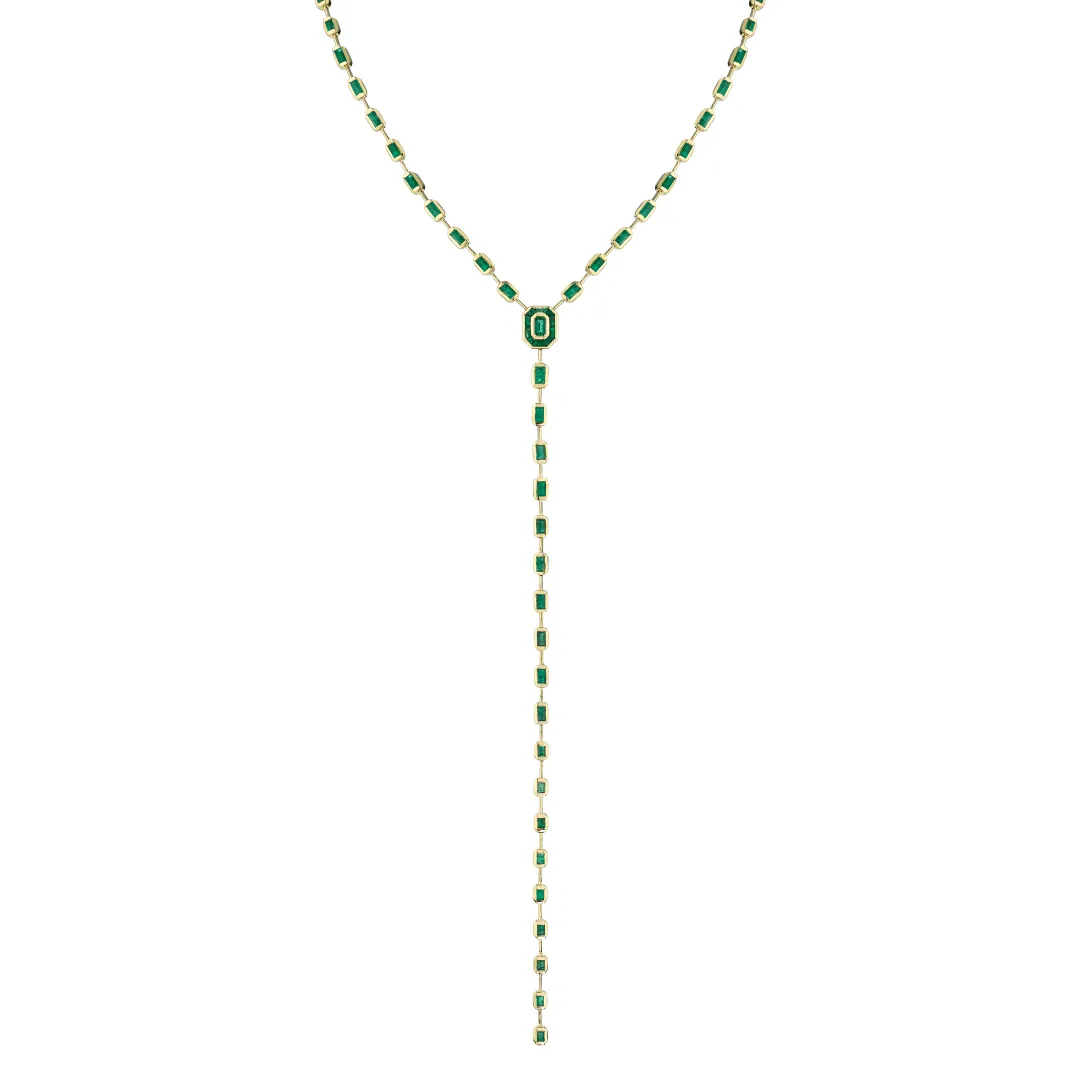 READY TO SHIP EMERALD ILLUSION Y NECKLACE