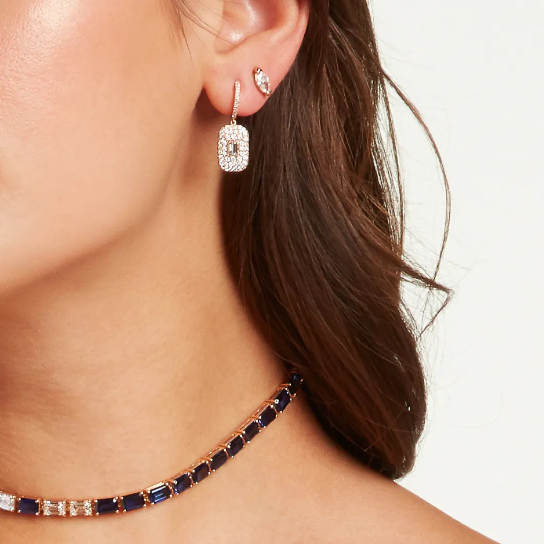 RUBY PAVE BAGUETTE DROP EARRINGS