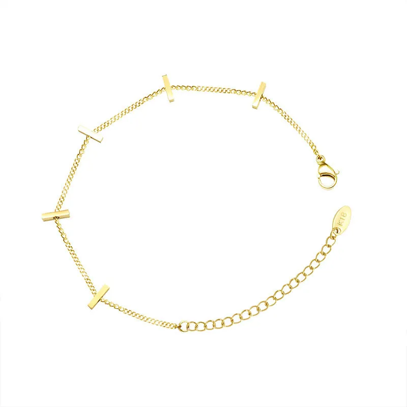 Small long bamboo strip pendant shows thin titanium steel 18K gold plated
