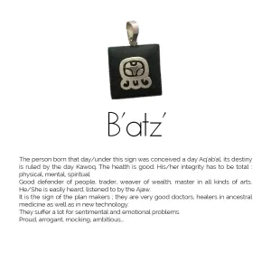 Square Jade Sterling Silver Maya Glyph Pendant