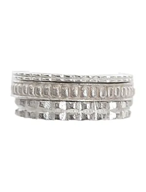 STACK RING THIN PYRAMID PEBBLE SILVER SET