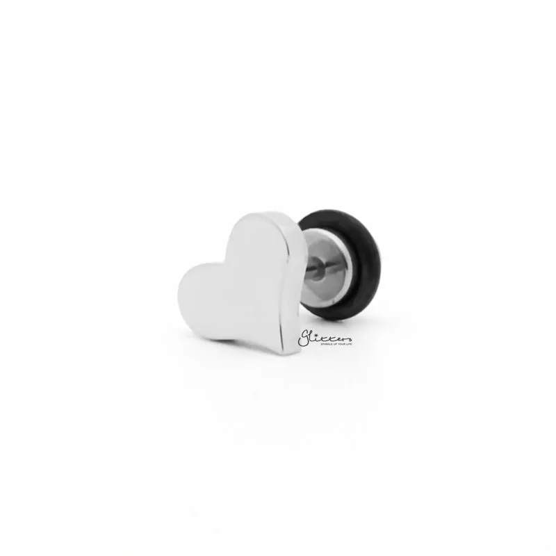 Stainless Steel Heart Fake Plug Earring