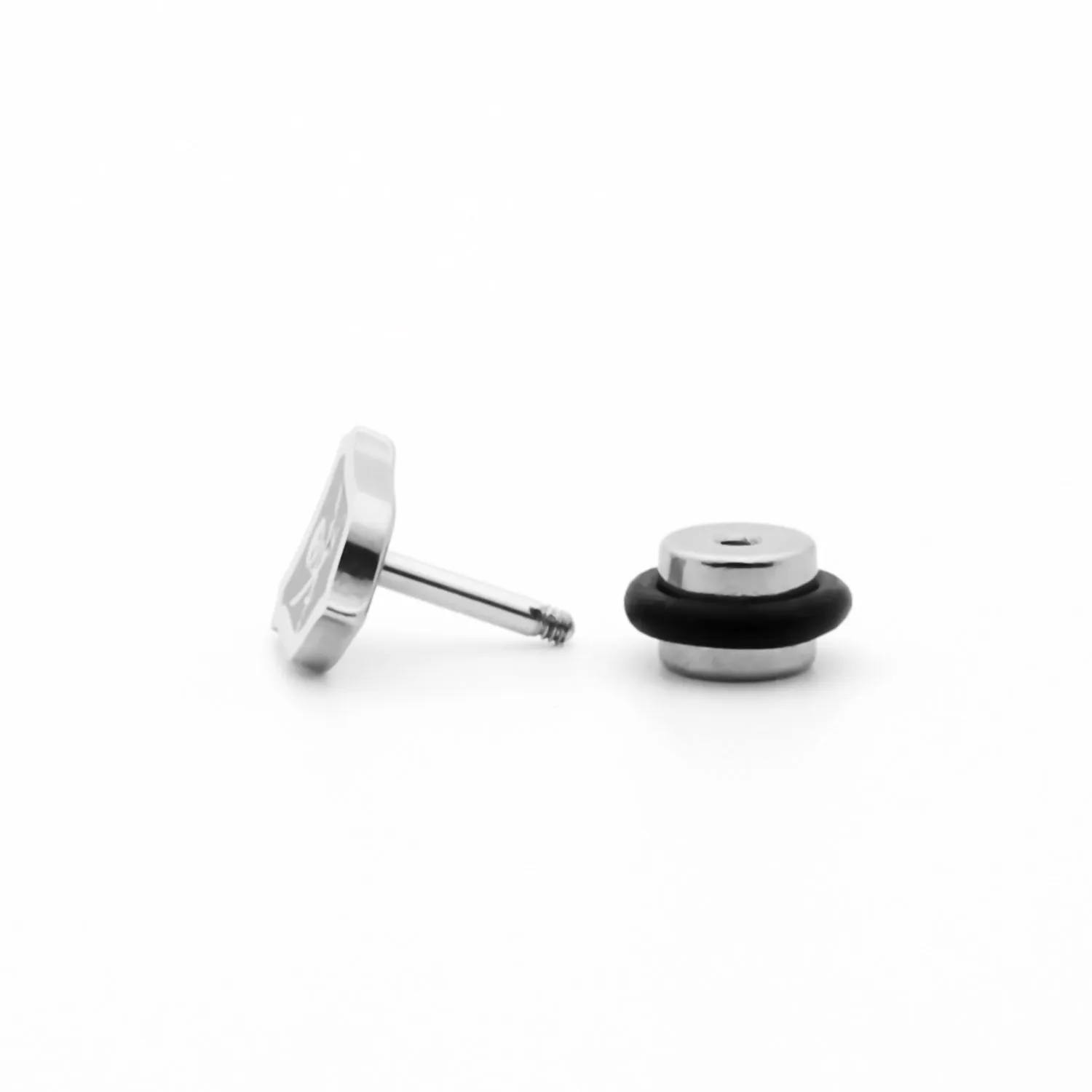 Stainless Steel Pirate Skull and Cross Swords Fake Plug Earring