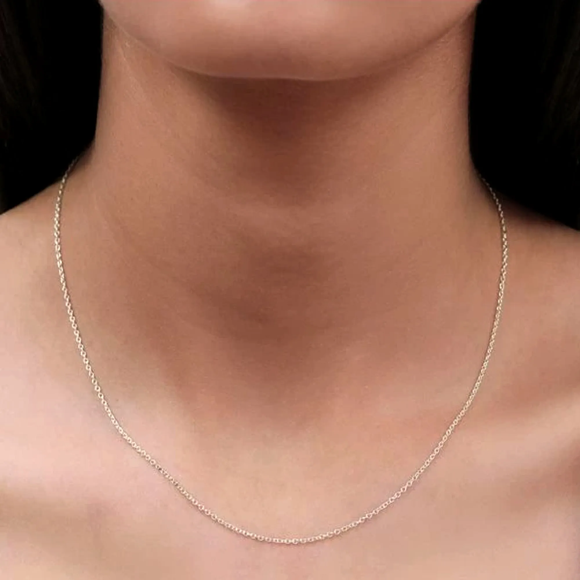 Sterling Silver Rhodium Plated Cable Chain Necklace, 0.8mm