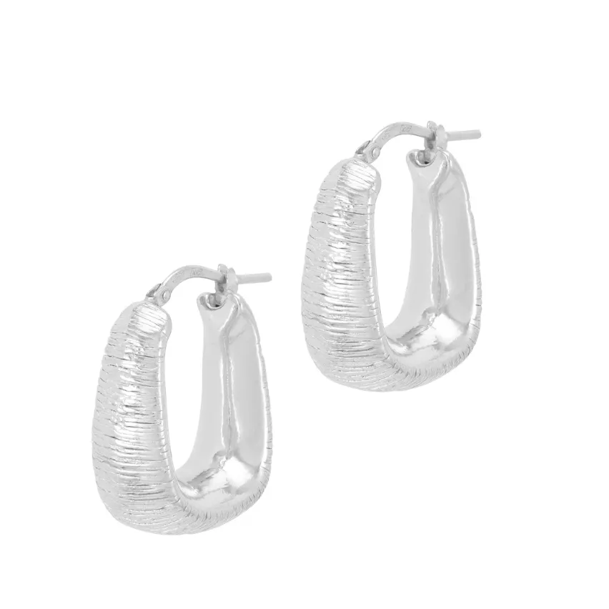 Textured Oval Hoop Earrings - Gold