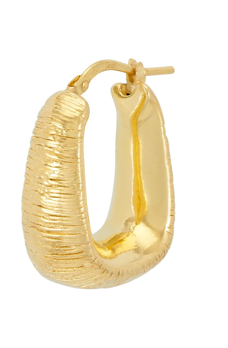Textured Oval Hoop Earrings - Gold