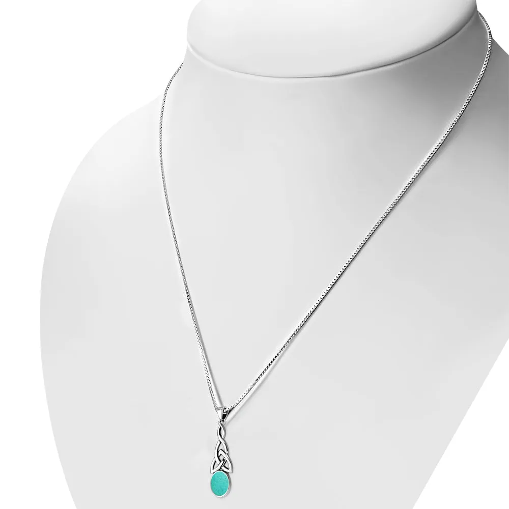 Turquoise Celtic Trinity Silver Pendant