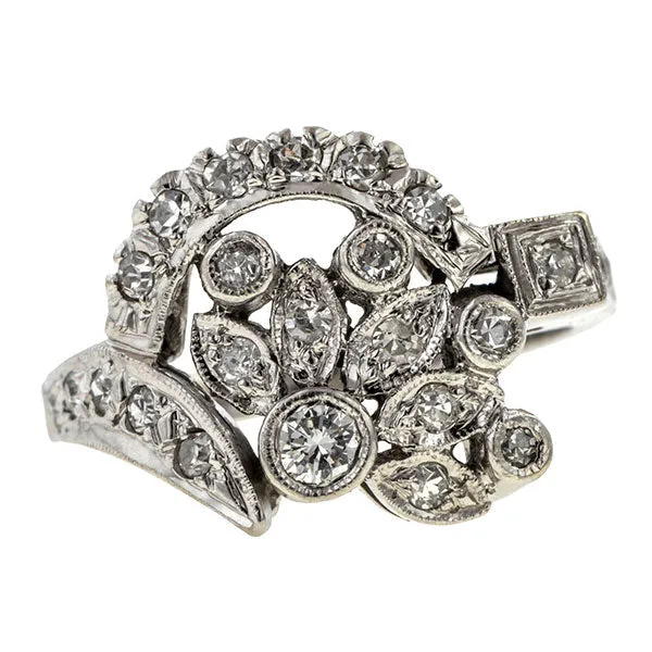 Vintage Foliate Motif Diamond Ring