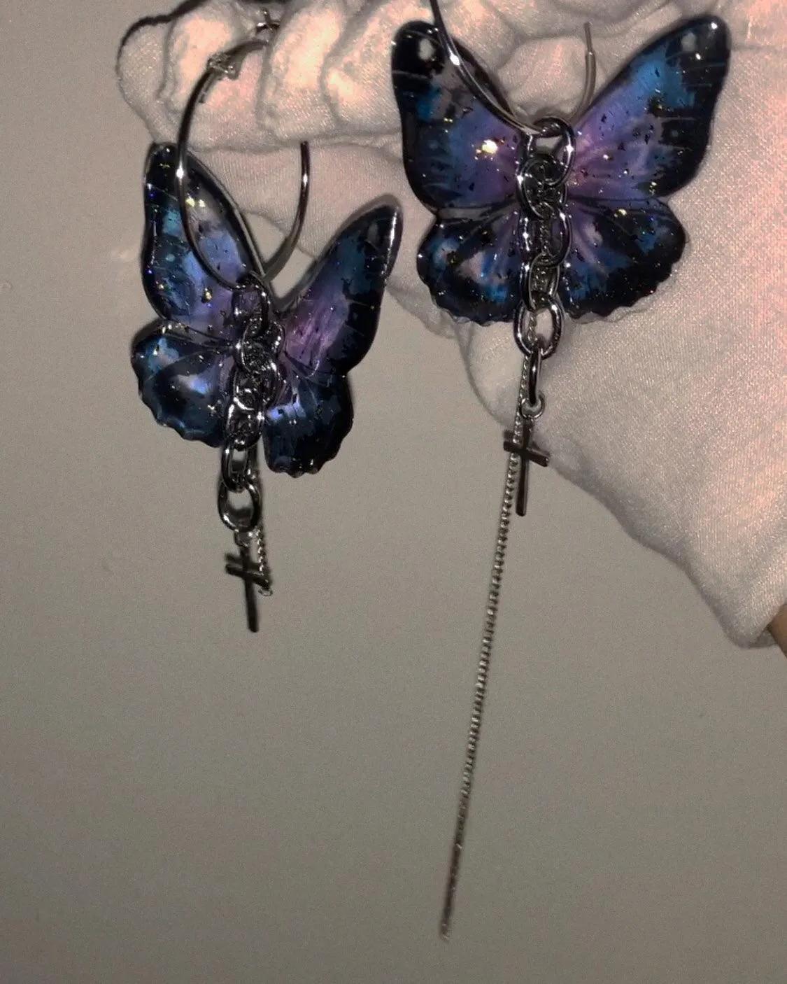 Vintage Punk Chain Bar Butterfly Earrings