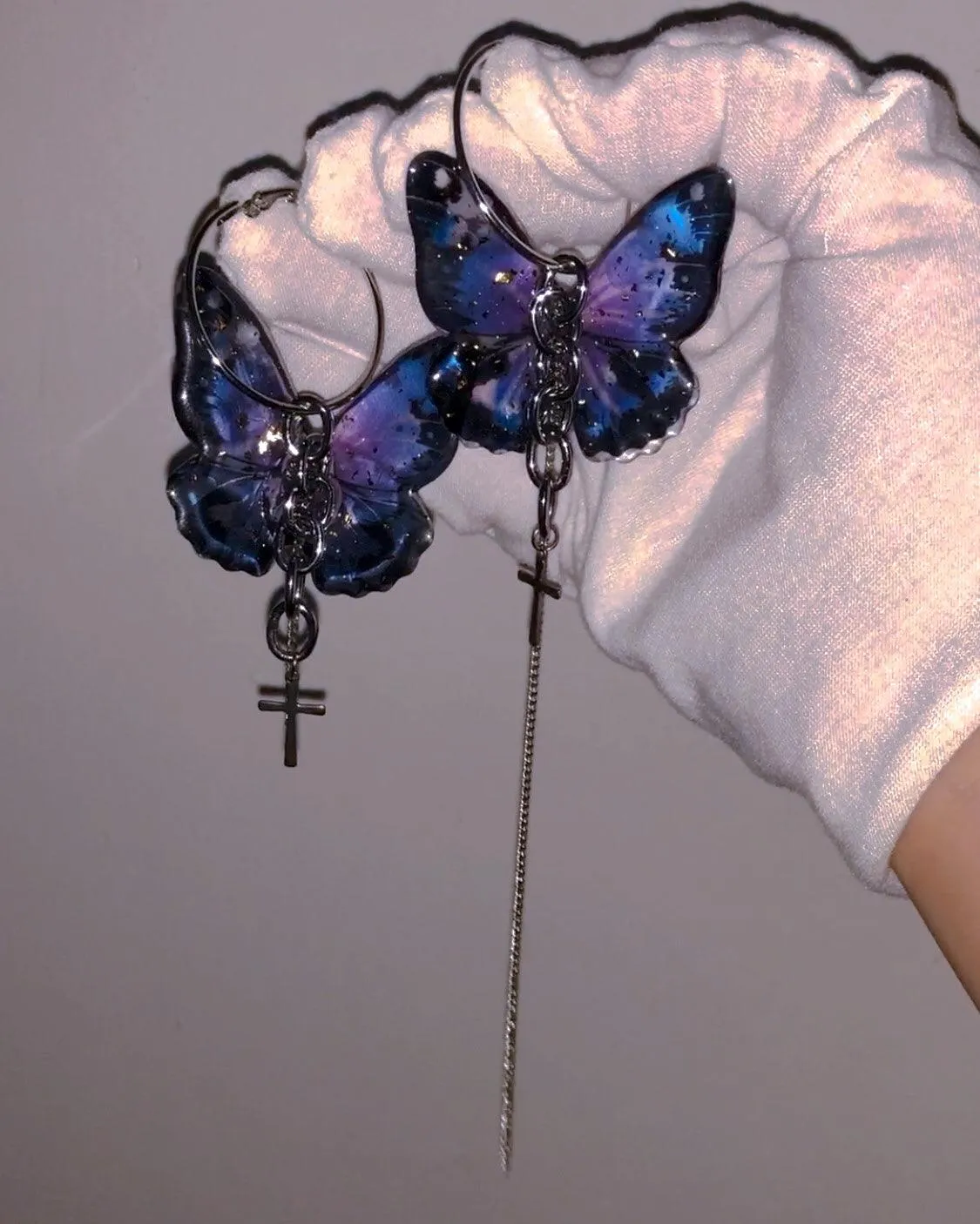 Vintage Punk Chain Bar Butterfly Earrings